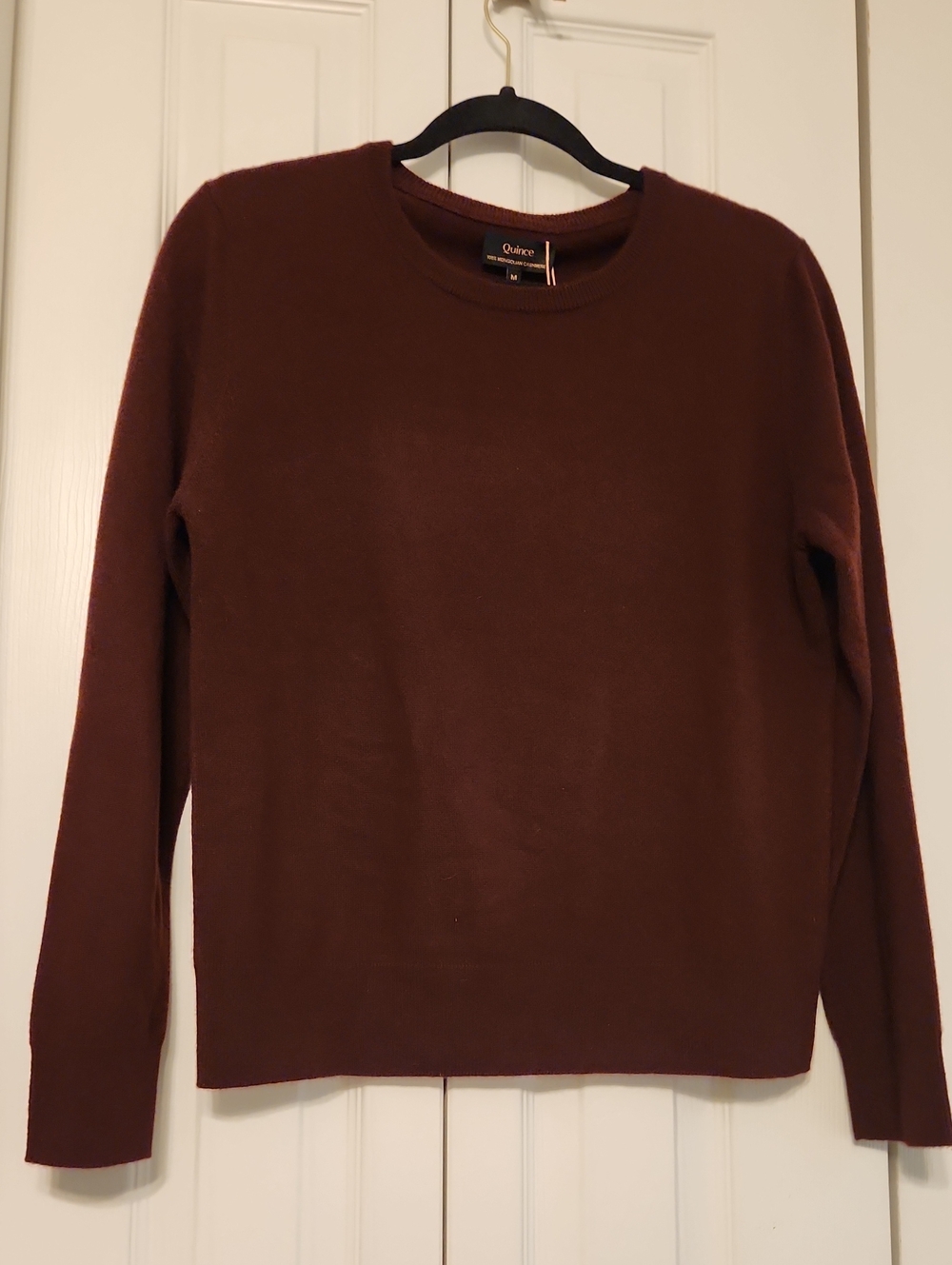 Quince Women's 100% Mongolian Cashmere Crewneck Sweater Rich Burgundy